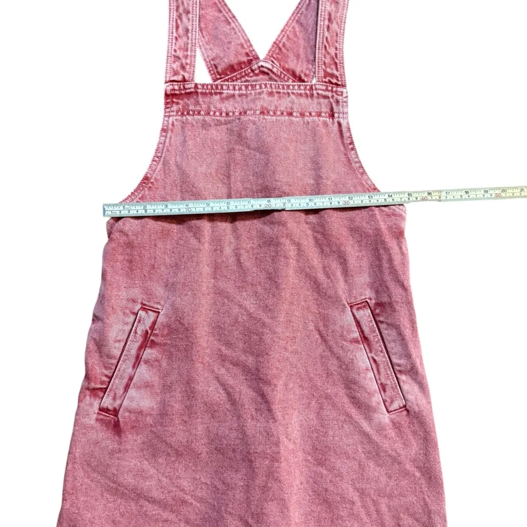 Mango Pocket Denim Pinafore Dress Faded Red/Pink Sz 2 Soft Girl Vibes Y2K Era - Image 10