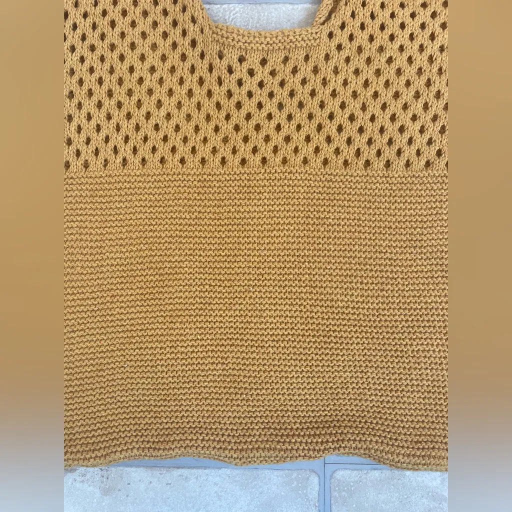 Mustard colored crocheted tote/shoulder bag Yellow - Image 3