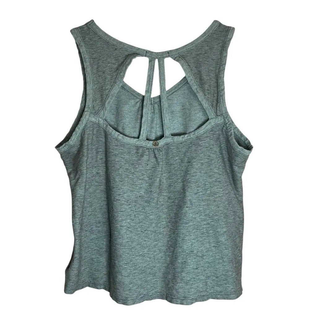 PrAna Organic Cotton Hemp Tank Gray/Green Top Sz Large Open Back Hiking Yoga - Image 4