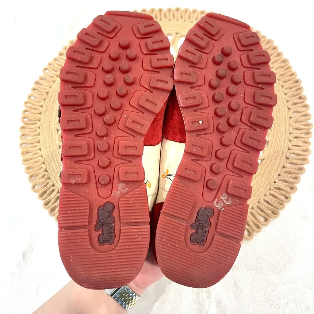Coach Rare C125 Unicorn Cherry Embellished Sneakers Size 6.5 Red Suede - Image 9