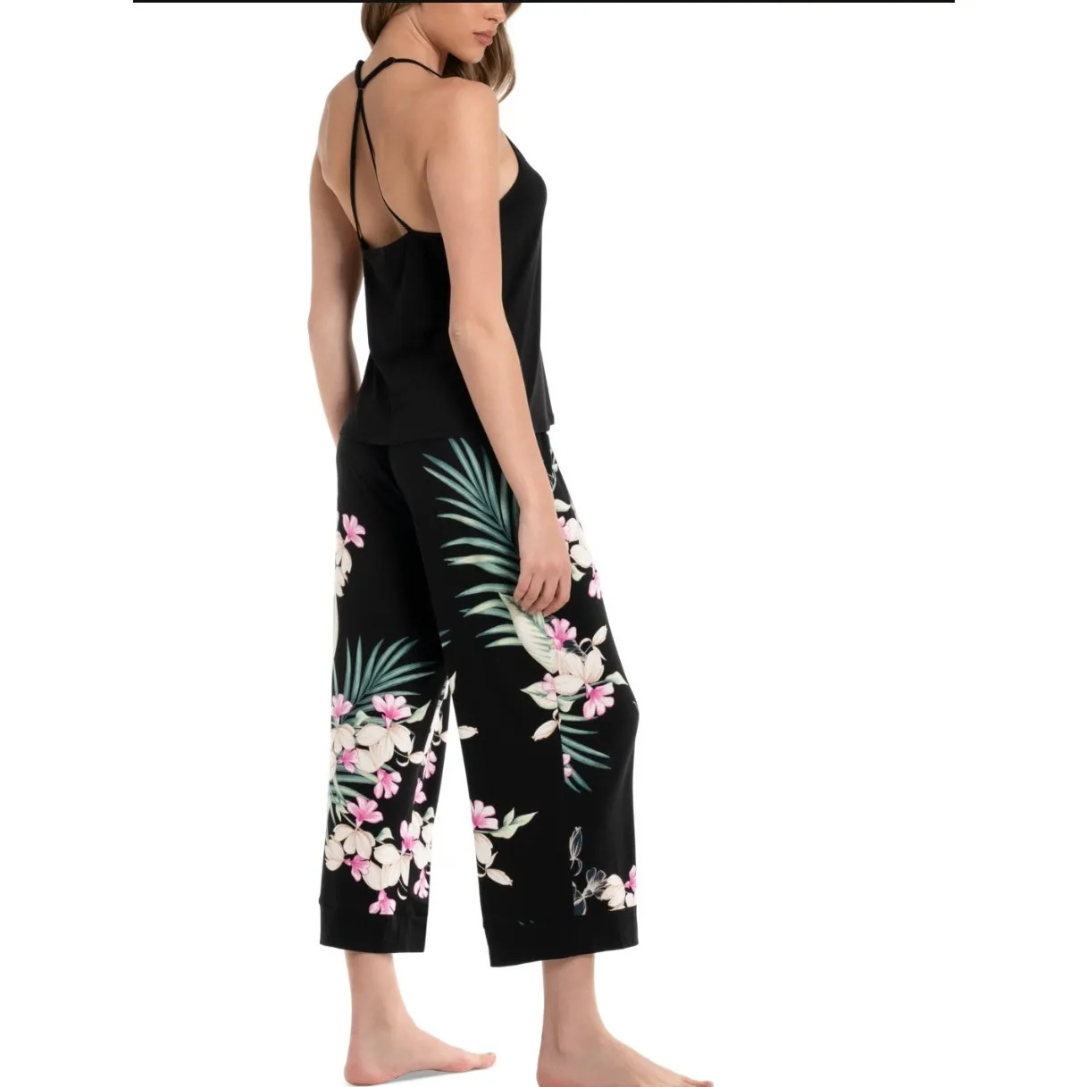 Brand New Linea Donatella Womens Small 3 Piece Black Floral Lounge Set Sleepwear - Image 4