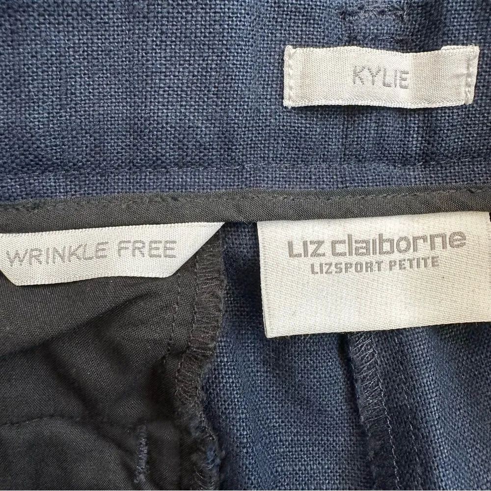 NWT Liz Claiborne Linen Blend Kylie Navy Blue Wrinkle Free Pants - Image 10