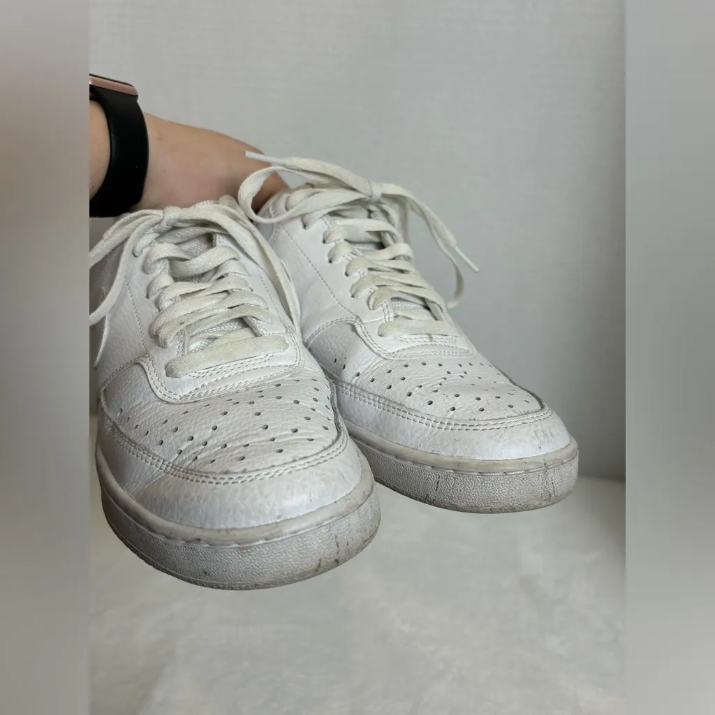 Nike White Court Vision Woman’s Low Top Athletic Trendy Streetwear Shoes Sz 9.5 - Image 3