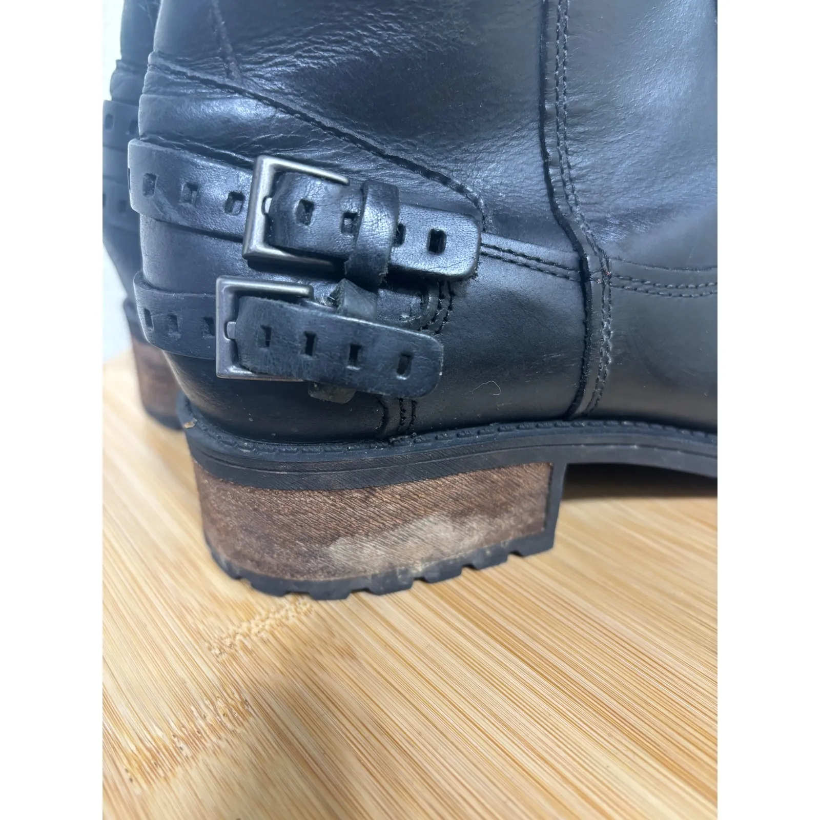 UGG Orion Women's 9 Black Leather Buckle Side Zip Moto Biker Boots - Image 6