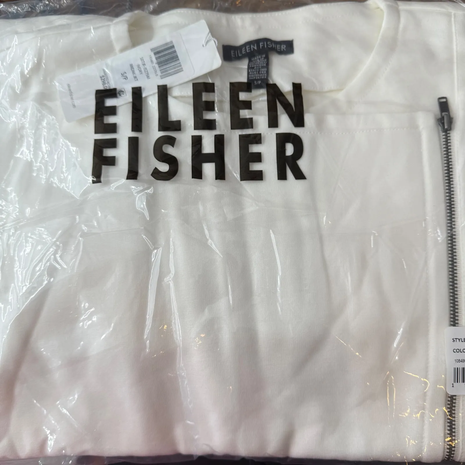 Eileen Fisher Flex Tencel Ponte Ivory Round Neck Zip Front‎ Jacket Small - Image 8