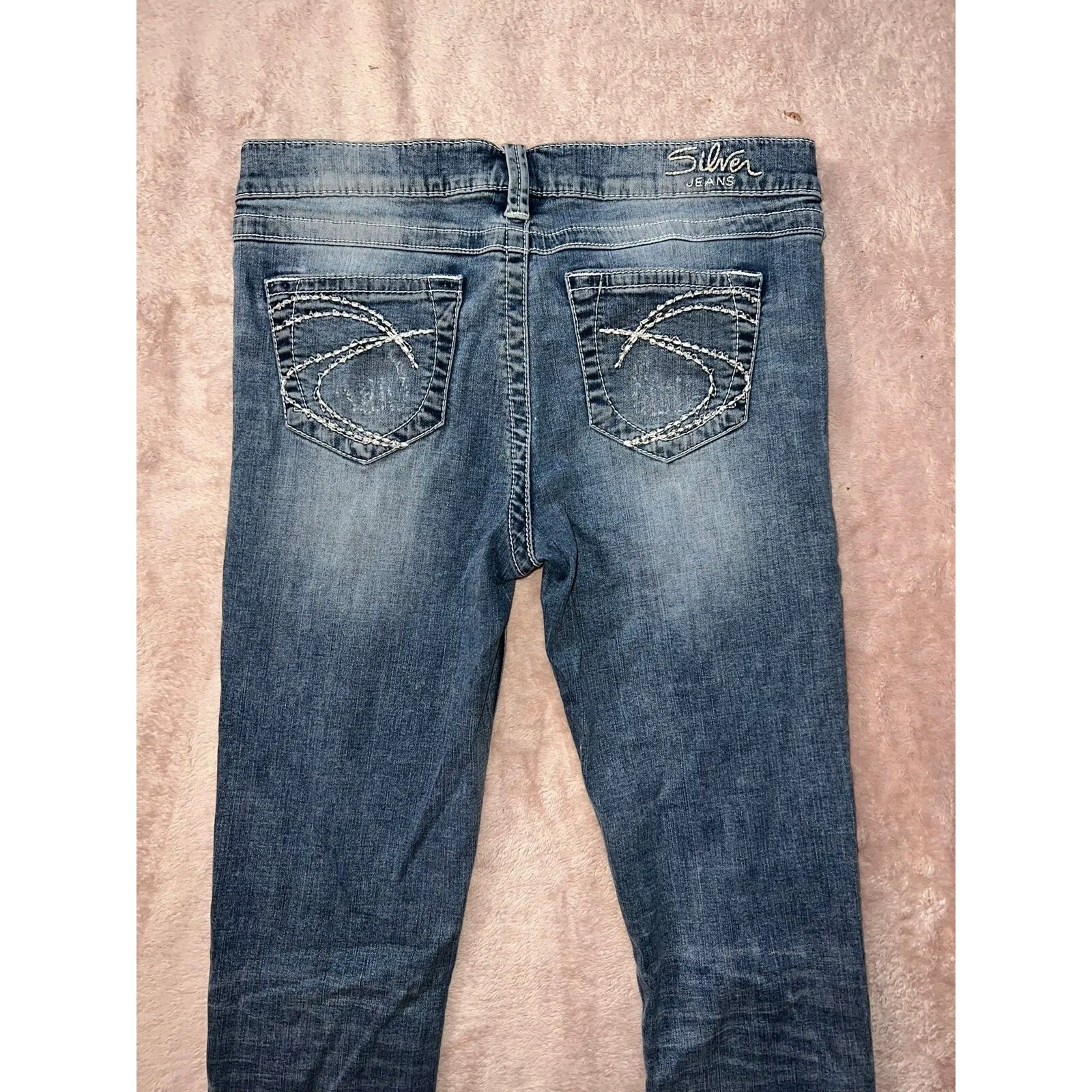 Silver Jean Pixie Womens Jeans Blue Denim Skinny Distressed Size 29 - Image 4