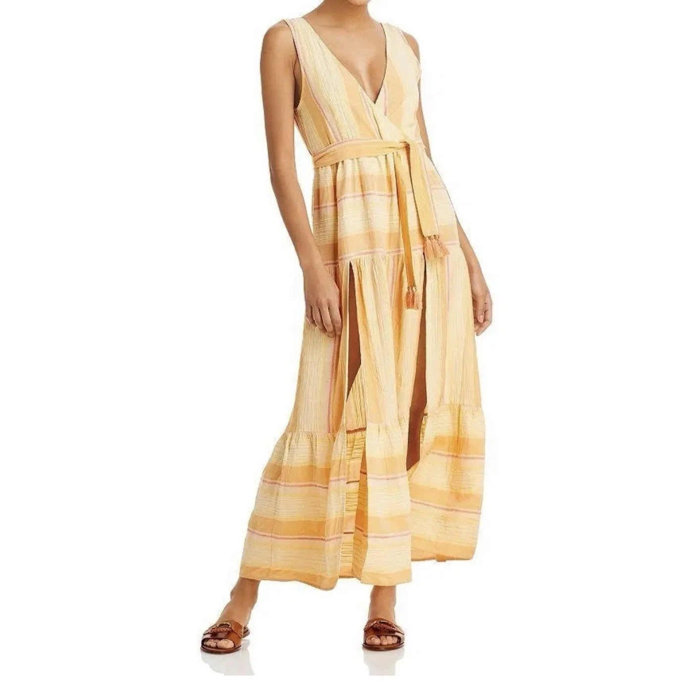 New L*Space L Space Long Maxi Dress (no Belt) Yellow Summer Sleeveless Maxi L - Image 6