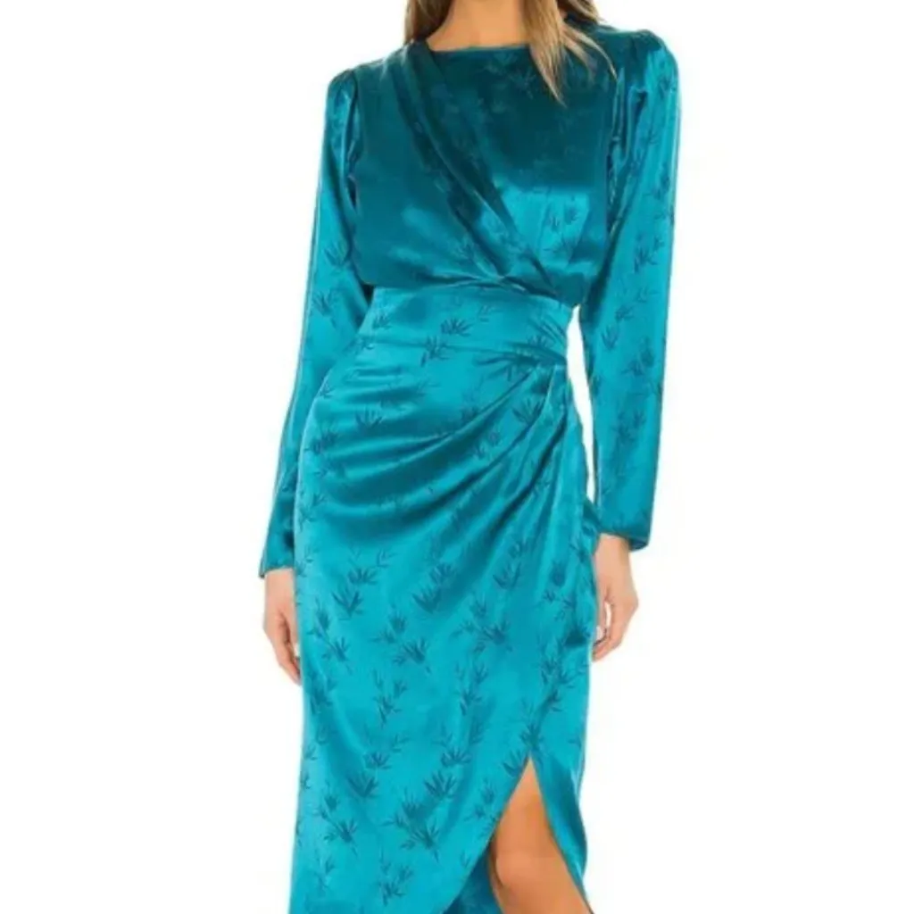 NWT Ronny Kobo Black Silk Jade Dress Long Sleeve Elegant Formal Small $538 - Image 4