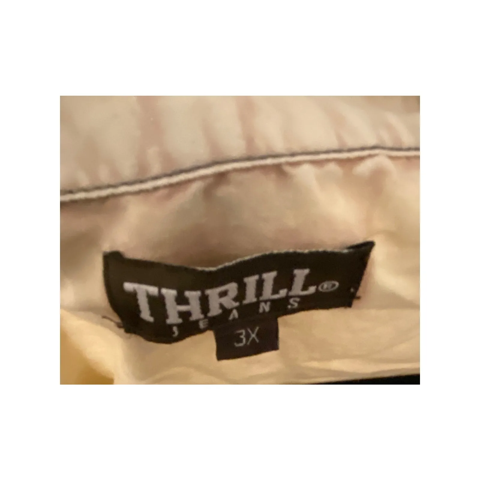 Thrill Jeans Cream Thrashed Grunge Distressed Shirt Jacket Shacket Raw Hem 3X - Image 4