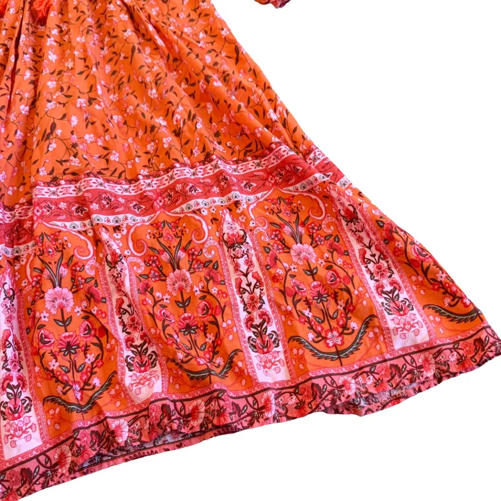 R. Vivimos Bohemian Boho Bright Orange Dress Flowy Lightweight Size Medium NWOT - Image 6