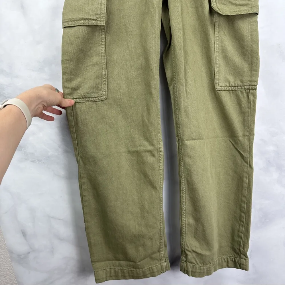 NWT Mango Mng Denim Cargo Utility Straight Leg Jumpsuit Preppy Casual Green XS - Image 6