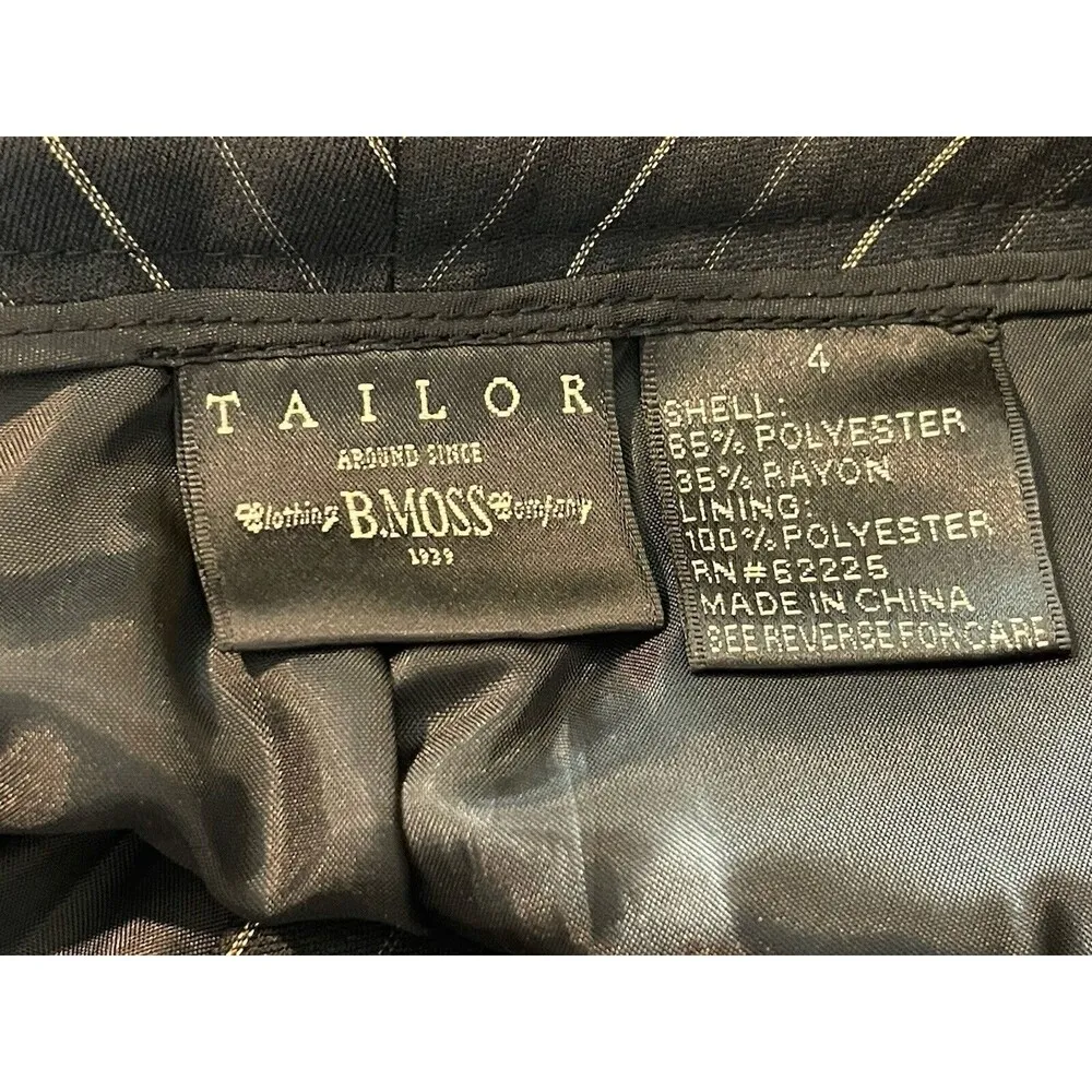 Taylor B.Moss VTG Black Olive Pin Striped Y2K 90s Office Dress Pants NWT 4 - Image 6