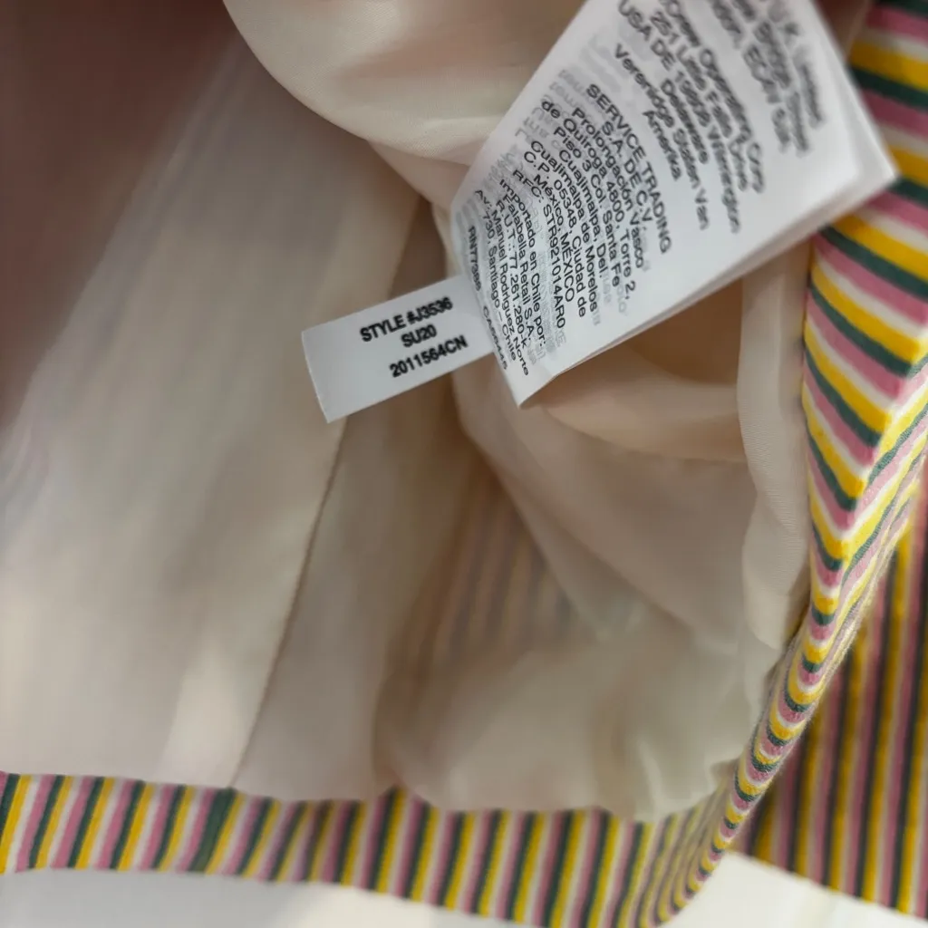 J. Crew Parke Classic Blazer Seersucker Pink Green Yellow Stripe Women’s Size 8‎ - Image 8