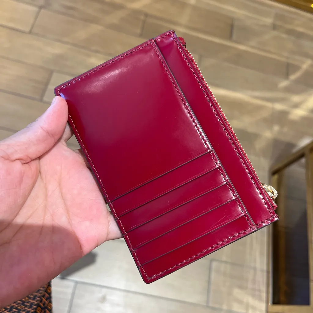 Tory Burch Britten patent Zip Card Case Mini Wallet BARTLETT RED - Image 3