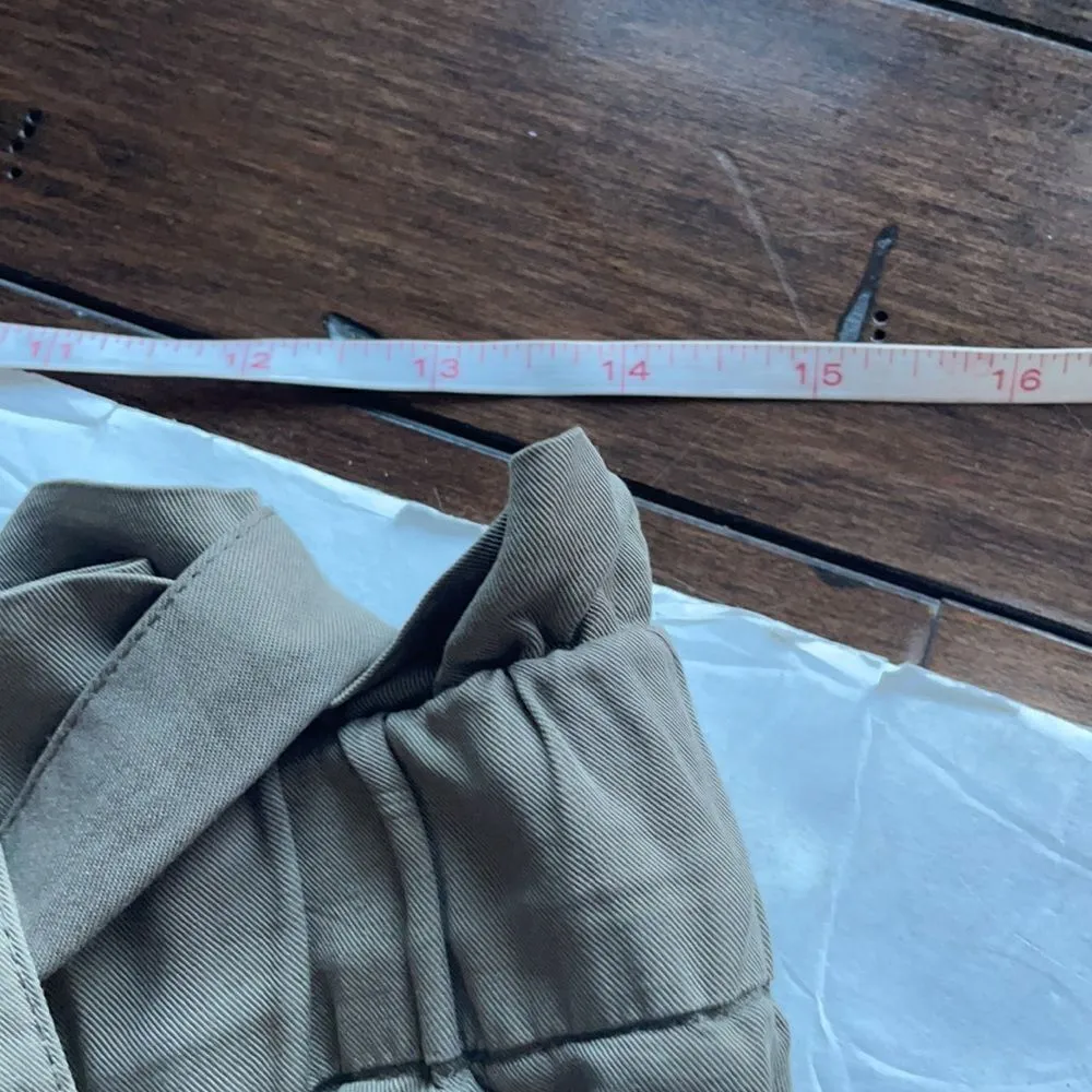 Thread + Supply paper bag waist cuffed pants, olive green. Women’s size medium Green - Image 5