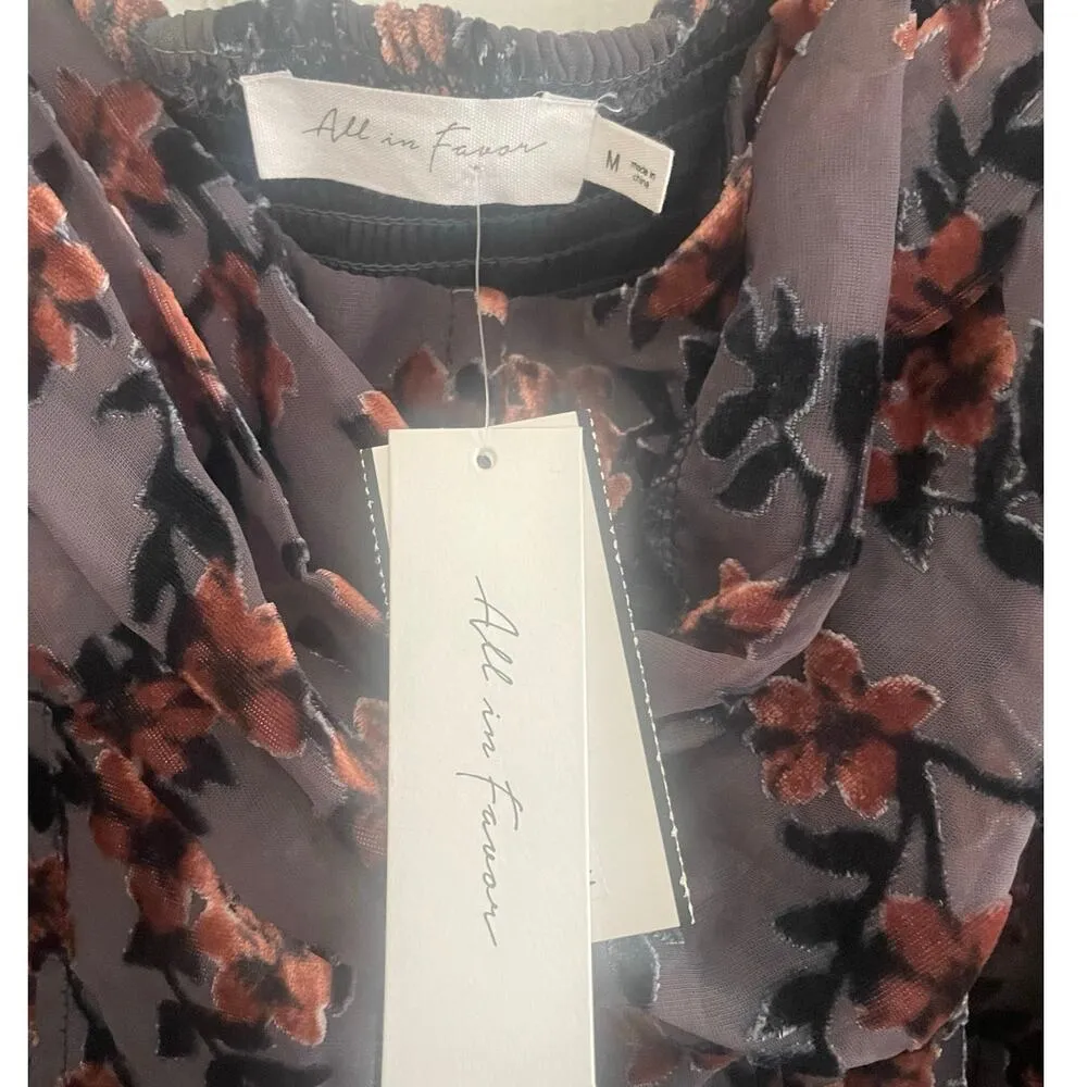 All In Favor Floral Jacquard Puff Sleeve Minidress/babydoll top, A67 - Image 3