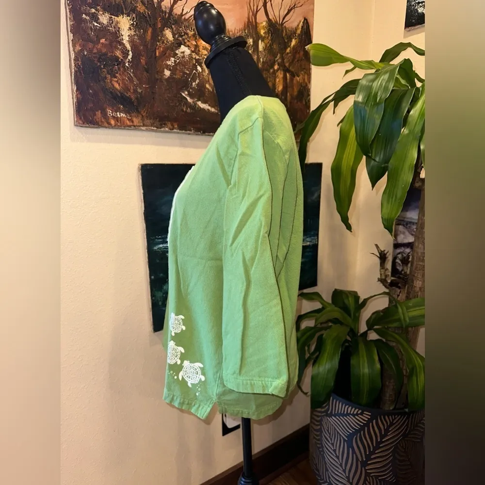 EUC SOLA VIVE GREEN SEA TURTLE SWEATSHIRT LONG SLEEVE SZ S/M - Image 3