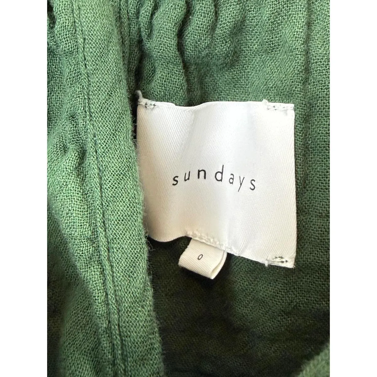 sundays from Anthropologie 100% Cotton High Neck Olive Blouse - Size - 0 (small) - Image 5