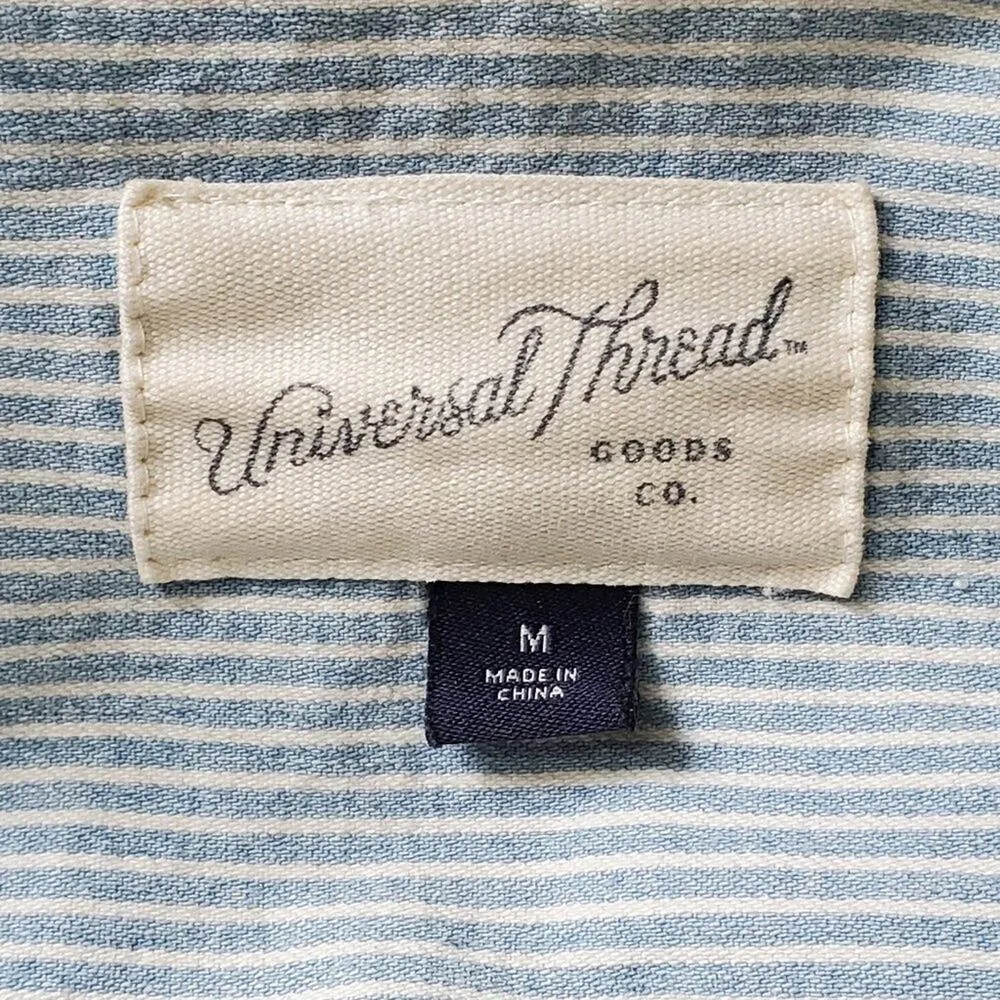 Universal Threads Universal Thread Striped Drawstring Light Wash Denim Jean Jacket M - Image 8