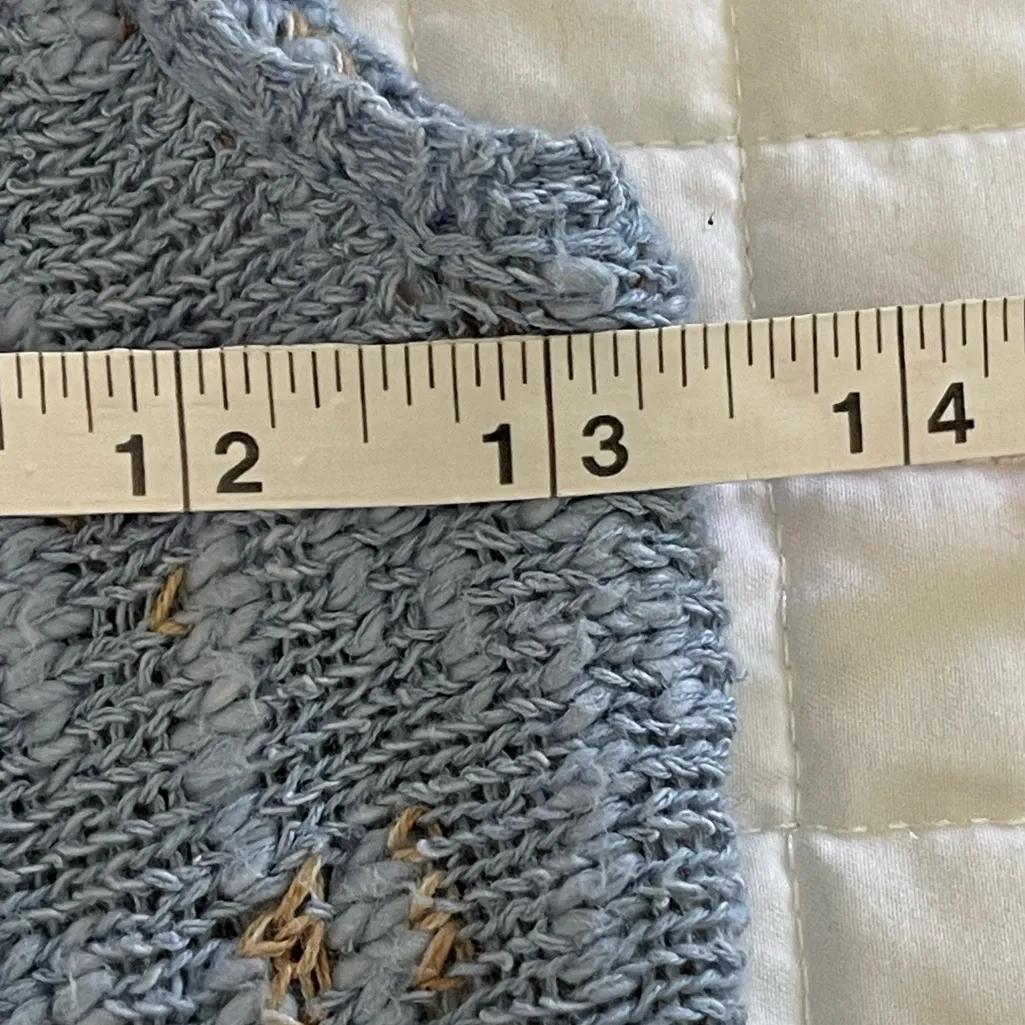 Free People Knitted Top Women’s Small Blue Tan Side by Side Peplum Tank size S - Image 11