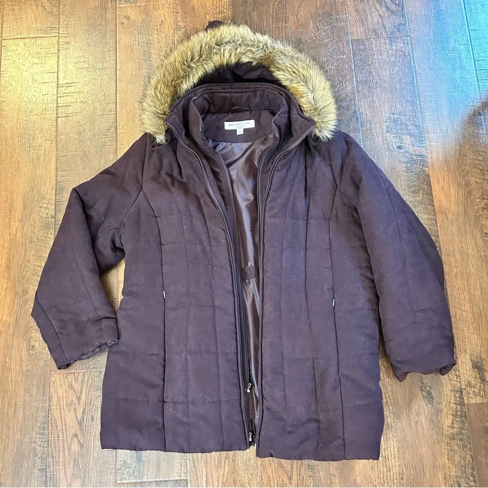 WOMAN, double zipper coat, detachable faux fur hood, plus size 1X - Image 9