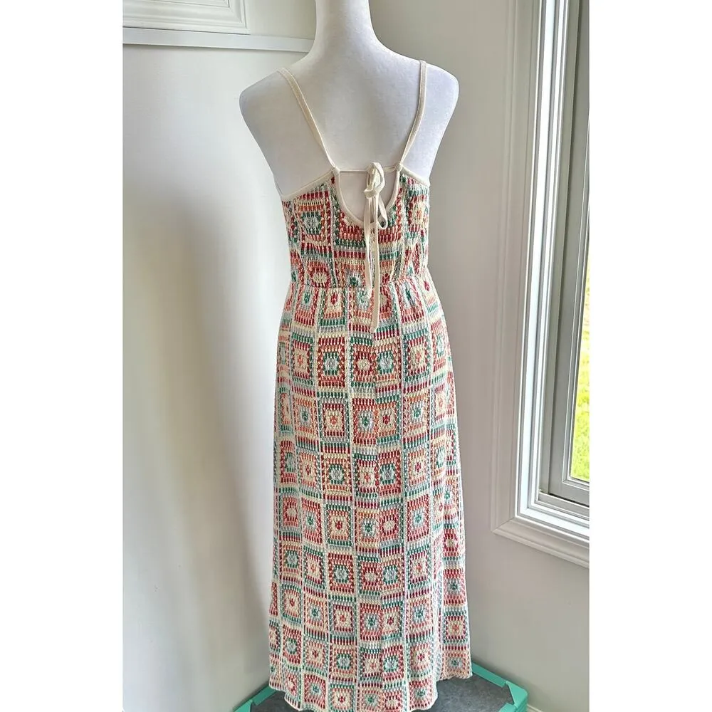 Cecilia Prado Anthropologie Crochet Knit Cottage Boho Colorful Maxi Dress Medium - Image 9