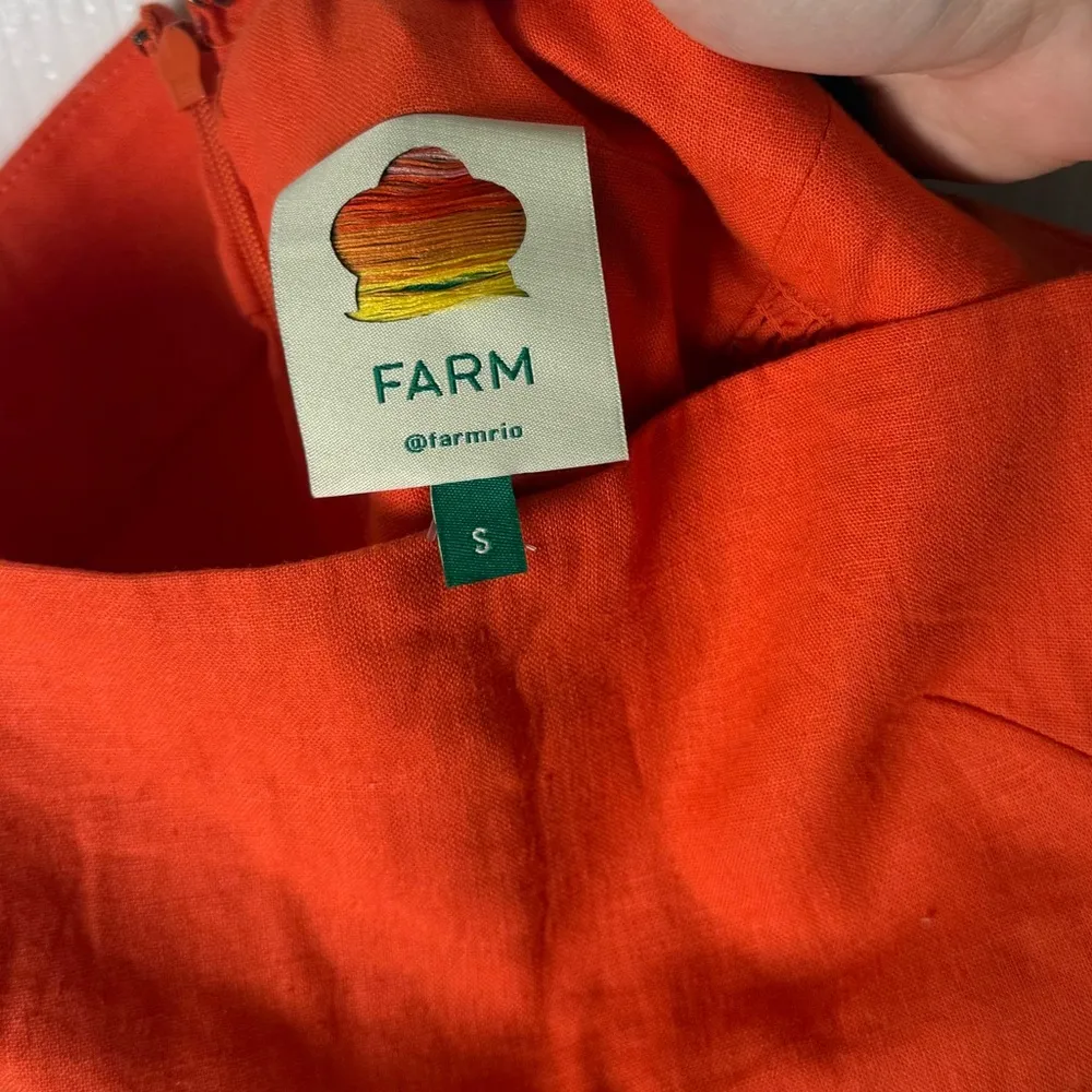 Farm Rio Side Smocked Linen Blend Midi Sundress S - Image 6