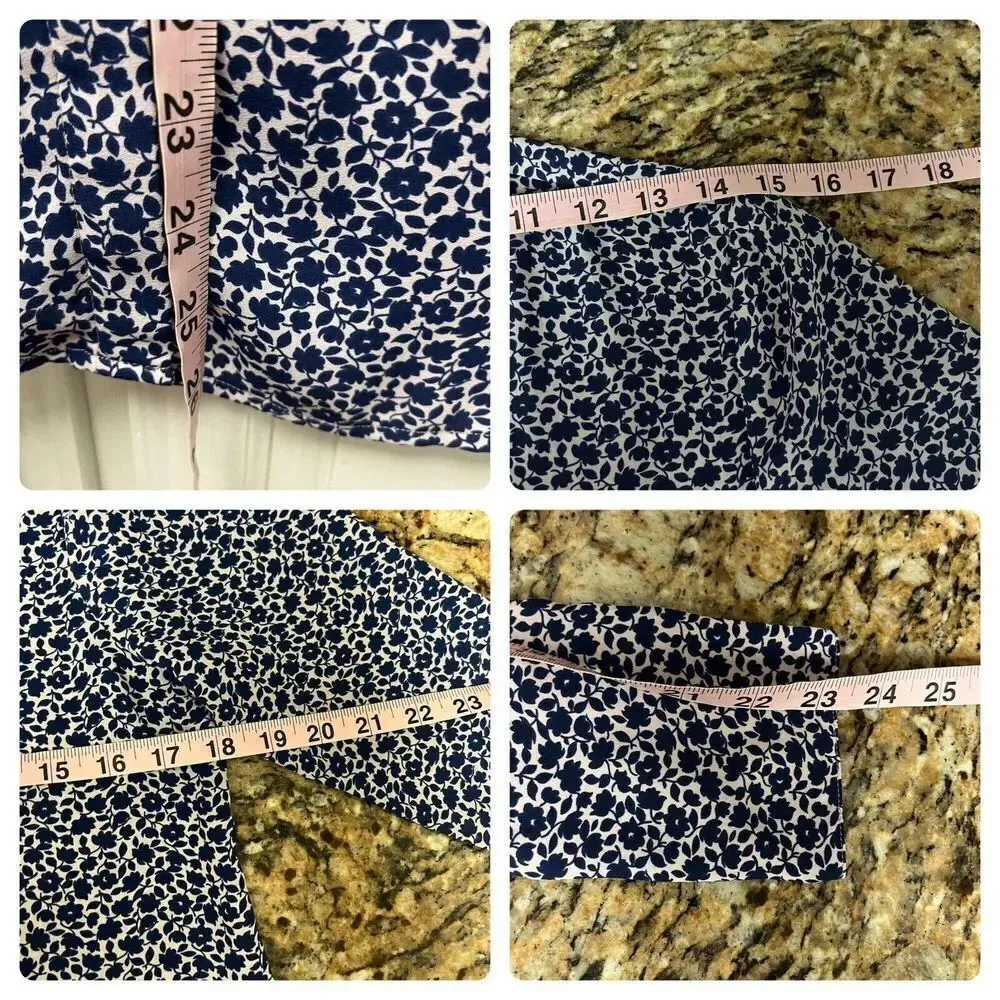 Lark & Ro Blue Floral Blouse Women’s 2 Long Sleeve Career Casual Preppy Modest White - Image 6