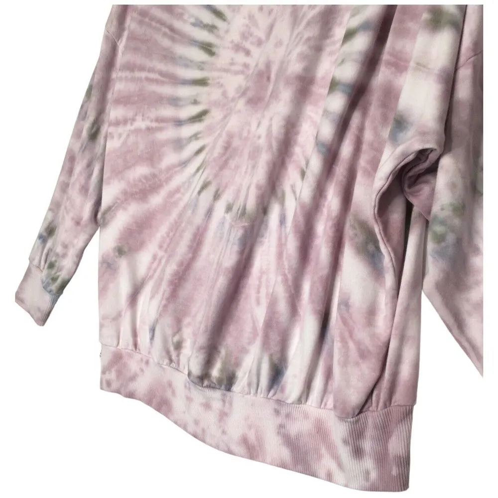 New Young Fabulous And Broke Womens M One Shoulder Tie Die Sweatshirt Purple - Image 11