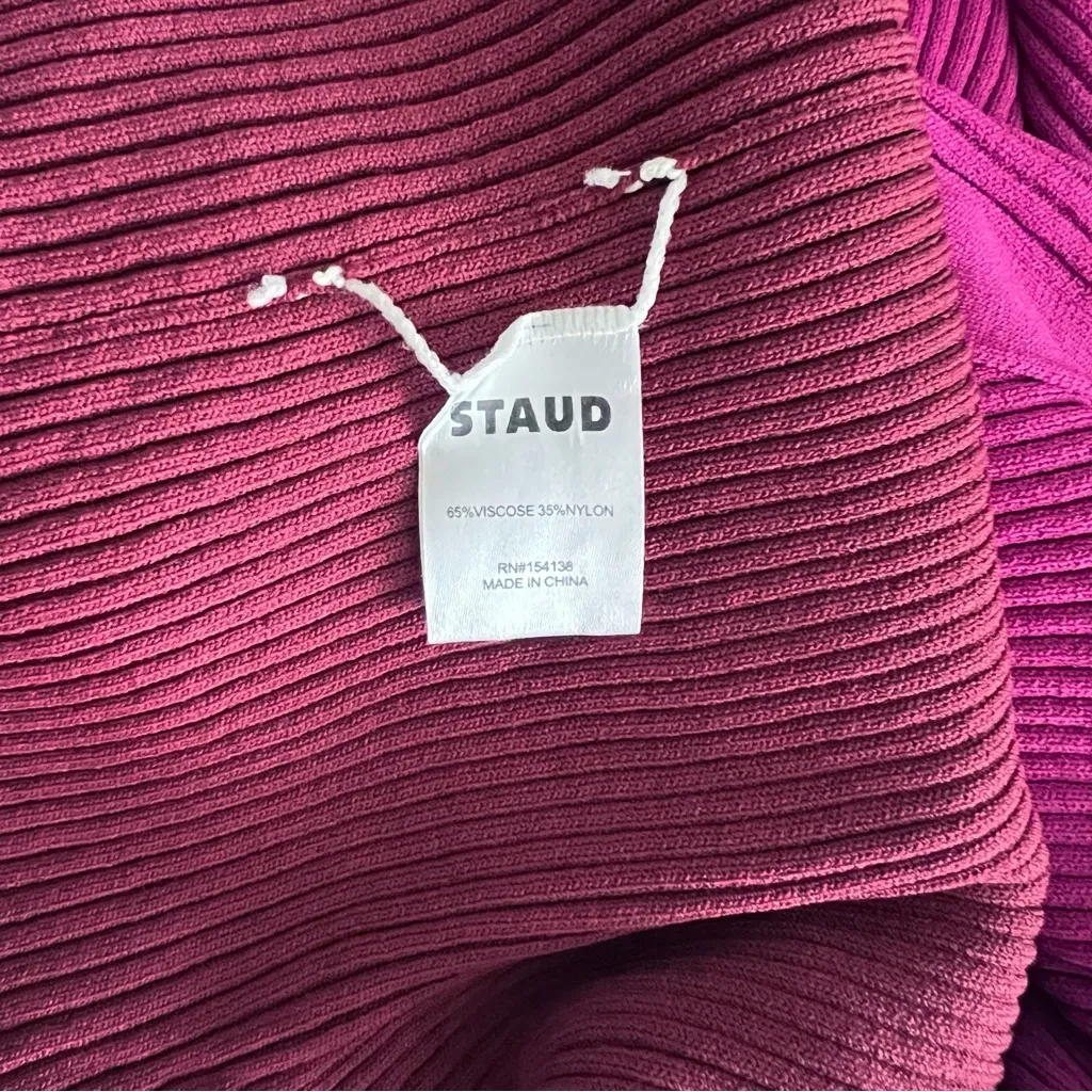 STAUD Two-Tone Shoko Colorblock Rib Knit Long Sleeve Midi Dress - Image 8