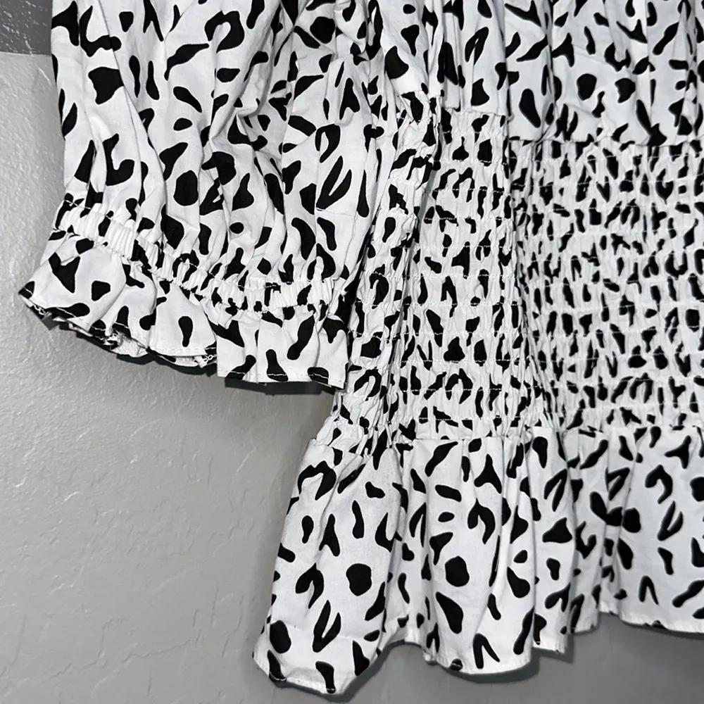 Ruffled Peplum Top White Size L - Image 2