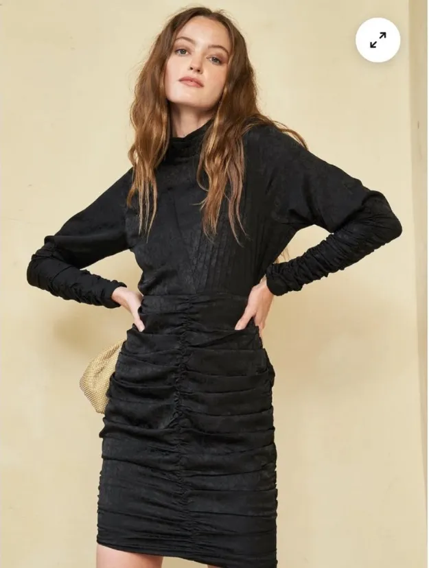 Hunter Bell Ariana Ruched Long Sleeve Black Onyx Dress size 0 NWT LBD sexy prom - Image 1