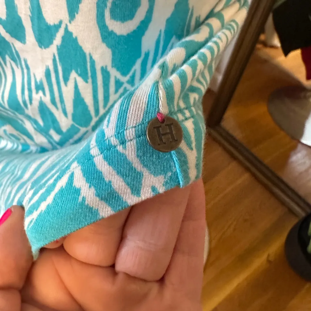 Hatley drawstring waist dress beach cover up XS blue white pink batik - Image 6