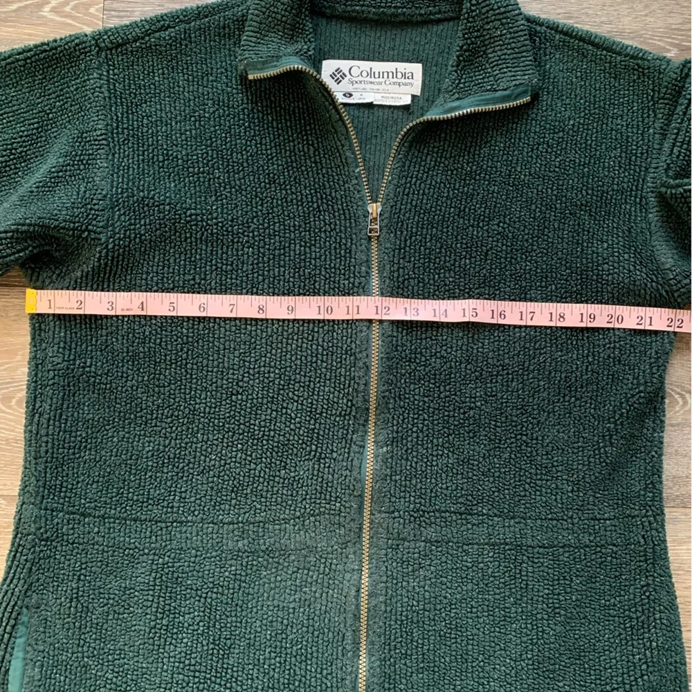 Vintage Dark Green Columbia Fleece Zip Up Jacket S - Image 7