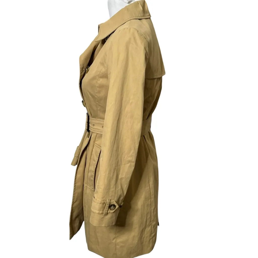 J.Crew Icon Trench Coat Petite Size 0 Khaki Belted Classic Double Breasted - Image 4