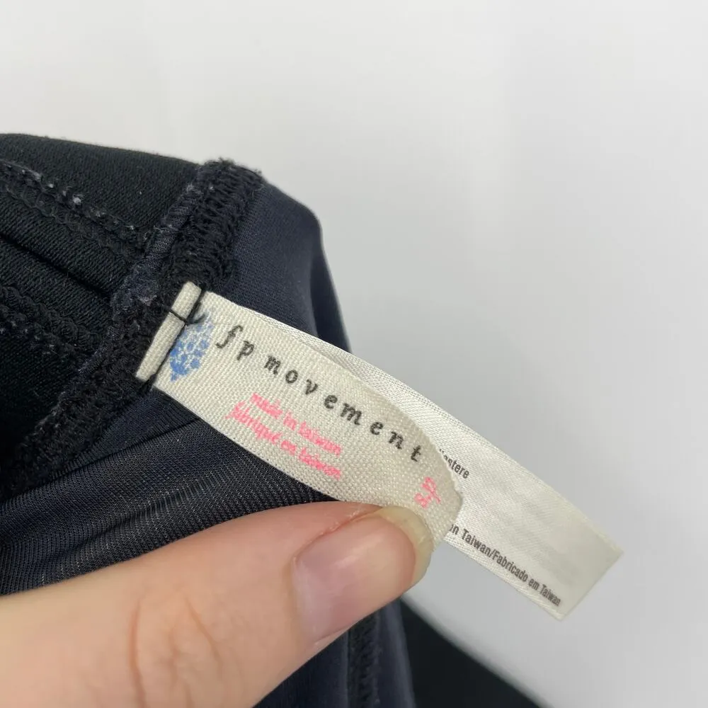 Free People Leggings Womens Size Small Cropped Velvet Ruched Black FP Movement - Image 4