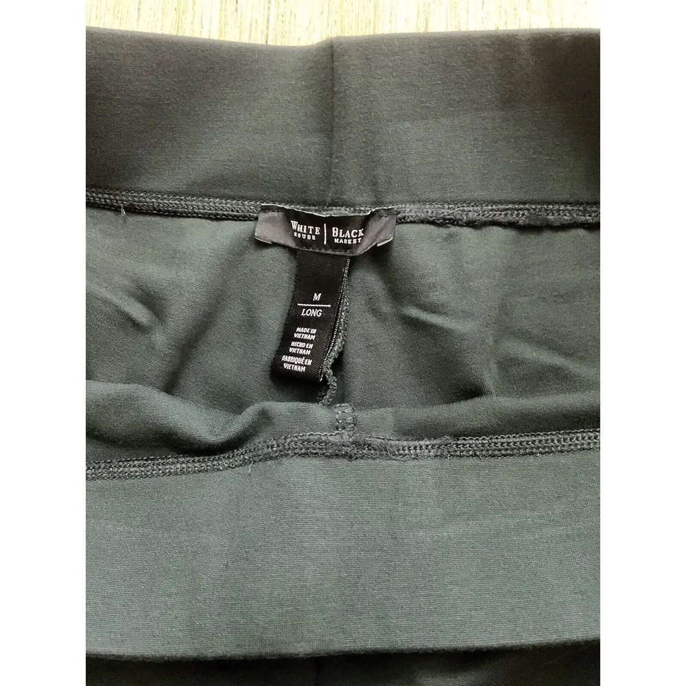 White House Black Market Legging Faux Leather Side Women’s Size Med Long Green - Image 3