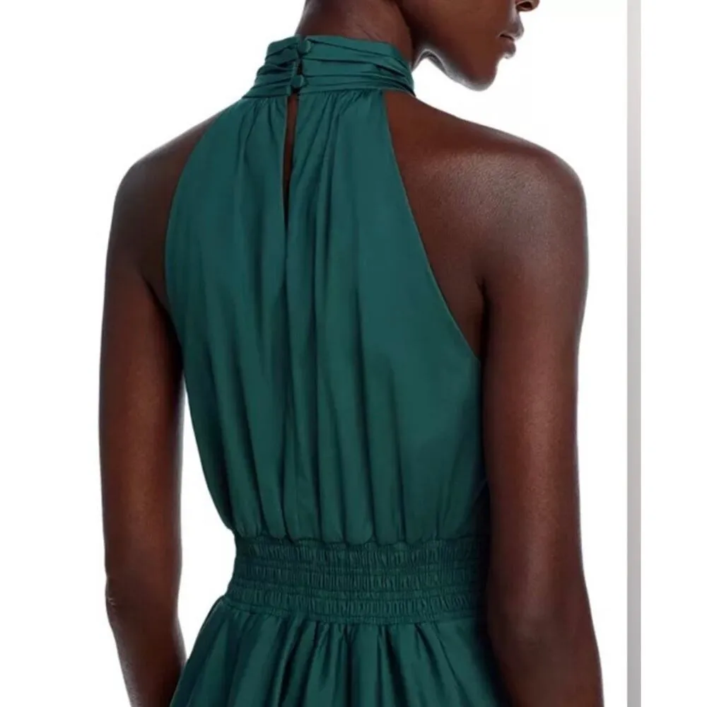 Veronica Beard Kinny Smocked Cotton Blend Midi Dress in Forest, Size 10 (New) - Image 3