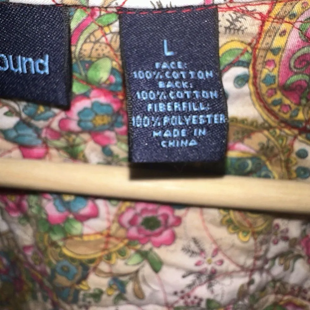 Westbound Womens Red Quilted Corduroy Chore Style‎ Paisley Print Lined Coat Sz L - Image 6