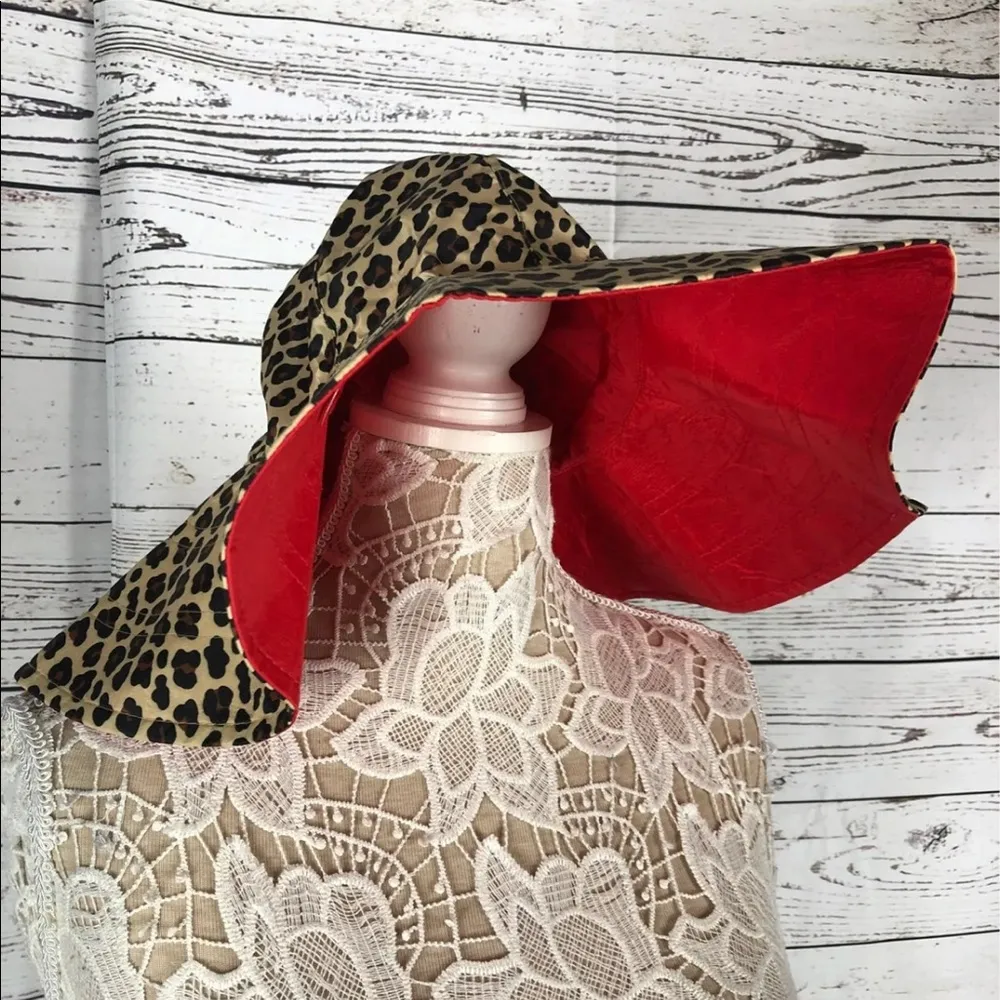 WILD CHILD CHEETAH/RED REVERSIBLE TRAVEL HAT BY SAGE & EMILY - Image 7