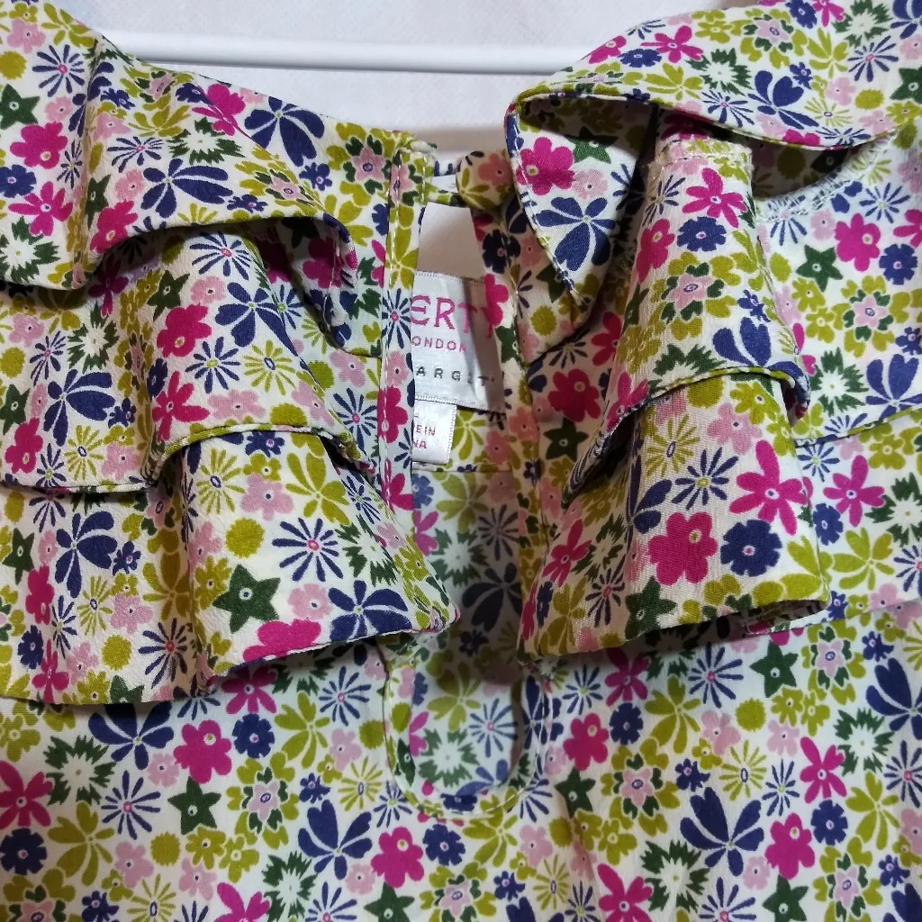 Liberty of London Target Garden Party Floral Ruffle Sleeveless Top Size L White Size L - Image 4