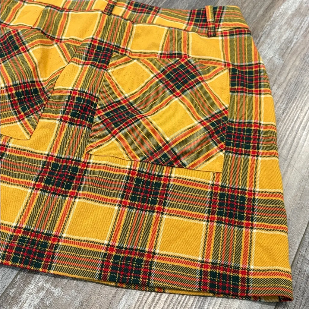 Urban Outfitters yellow check tailored mini skirt medium - Image 9