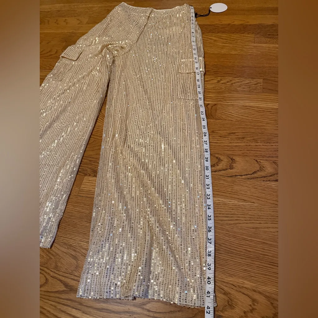 Sparkly sequined cargo pants size S - Image 13