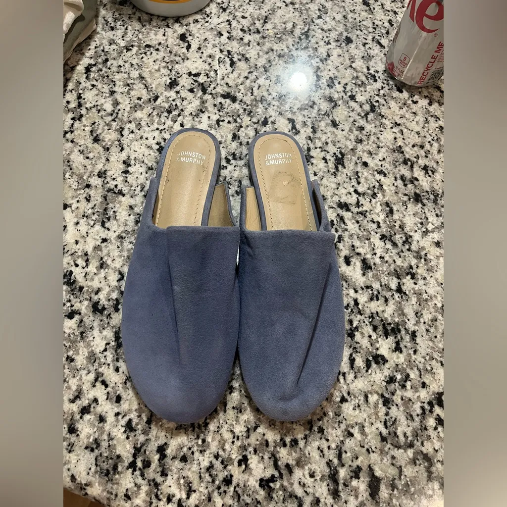 Johnston & Murphy Blue Suede Leather Mules Size 8 - Image 3