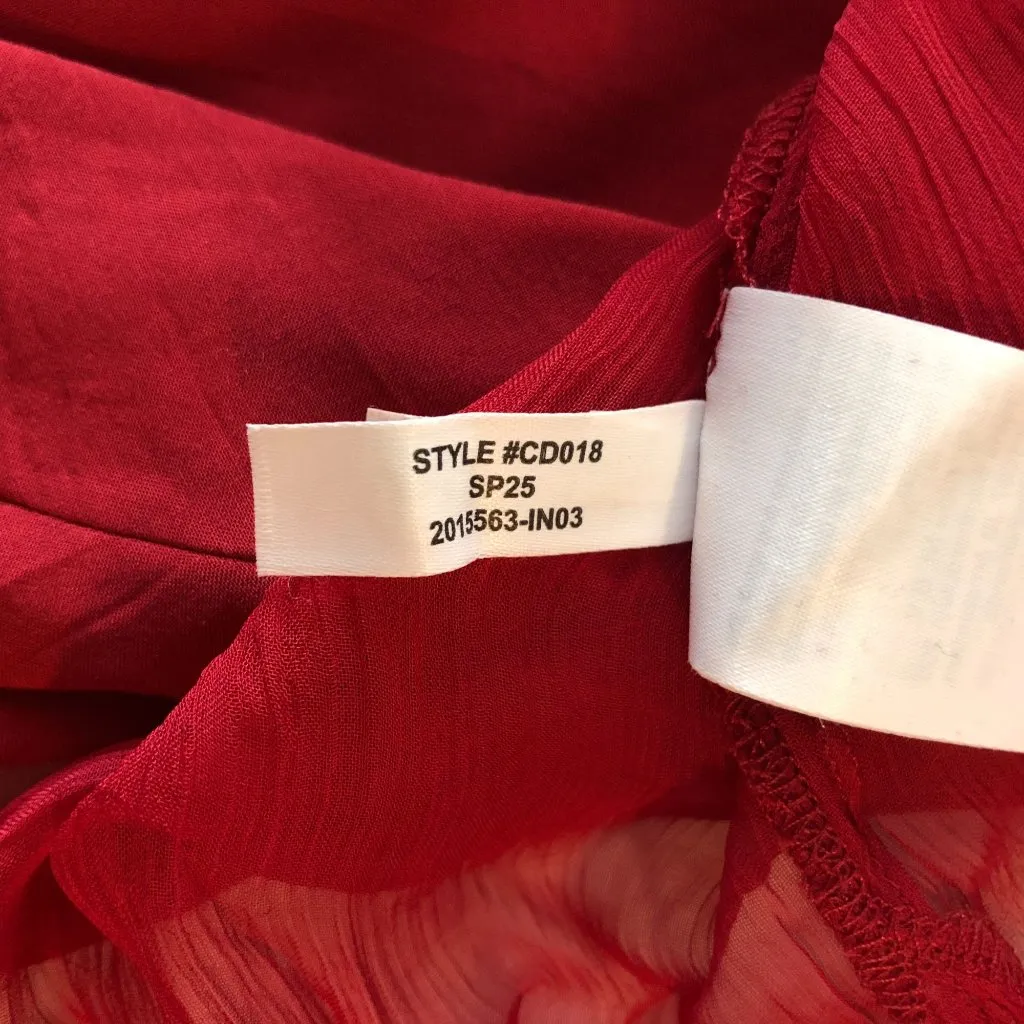 J Crew Sheer Lace-Trim Button-Up Shirt Detachable Cami Red 16 - Image 6