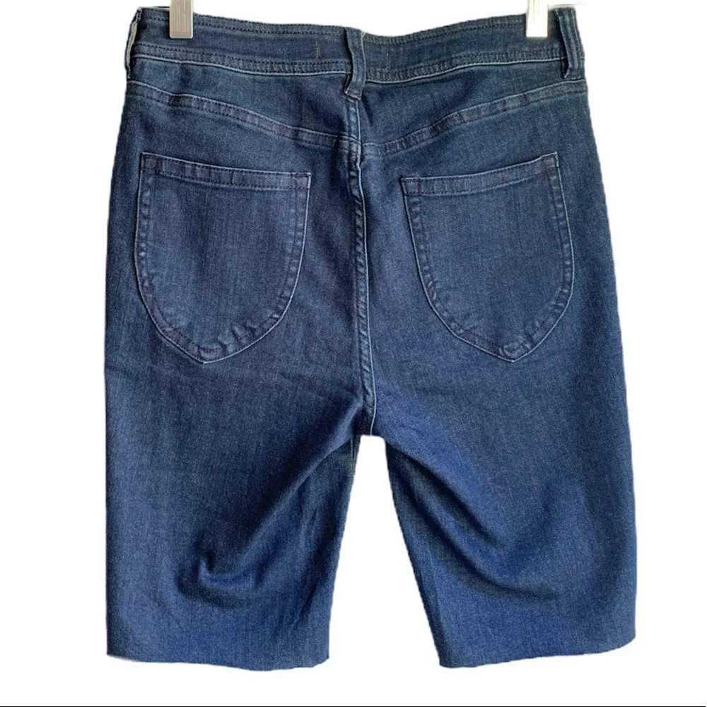 Free People So Chic Denim Biker Frayed Hem Shorts - Image 10