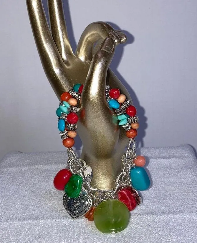 Colorful Beaded Bracelet Green - Image 2