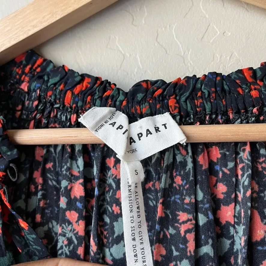 Apiece Apart Blouse‎ Esparta Black Floral Print Long Sleeve Top Size Small - Image 7