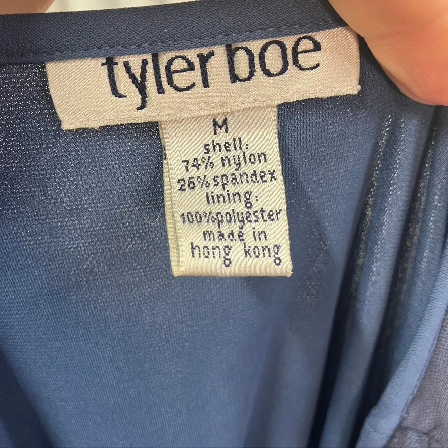 Vintage Tyler Boe Maxi Sheath Dress Womens M Blue‎ Floral Mesh Spring Summer Blue Size M - Image 11