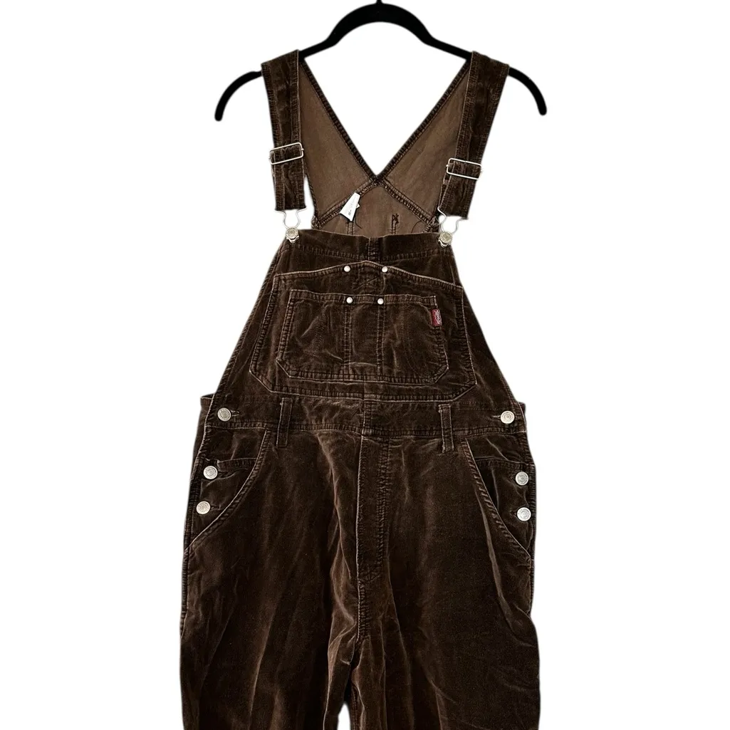 Jordache Vintage 90s Y2K Carpenter Overalls Chocolate Velvet Fall Size 7/9 M - Image 2